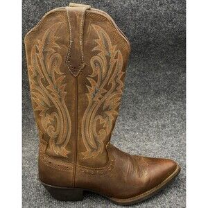 Brazos Boots Women Size 6 Cowboy Brown Almond Toe Western Slip Resistant